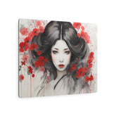 Metal Art Ethereal Geisha Portrait with Red Poppies  Japanese-Inspired Wall Decor - The Art Hub