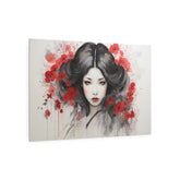 Metal Art Ethereal Geisha Portrait with Red Poppies  Japanese-Inspired Wall Decor - The Art Hub