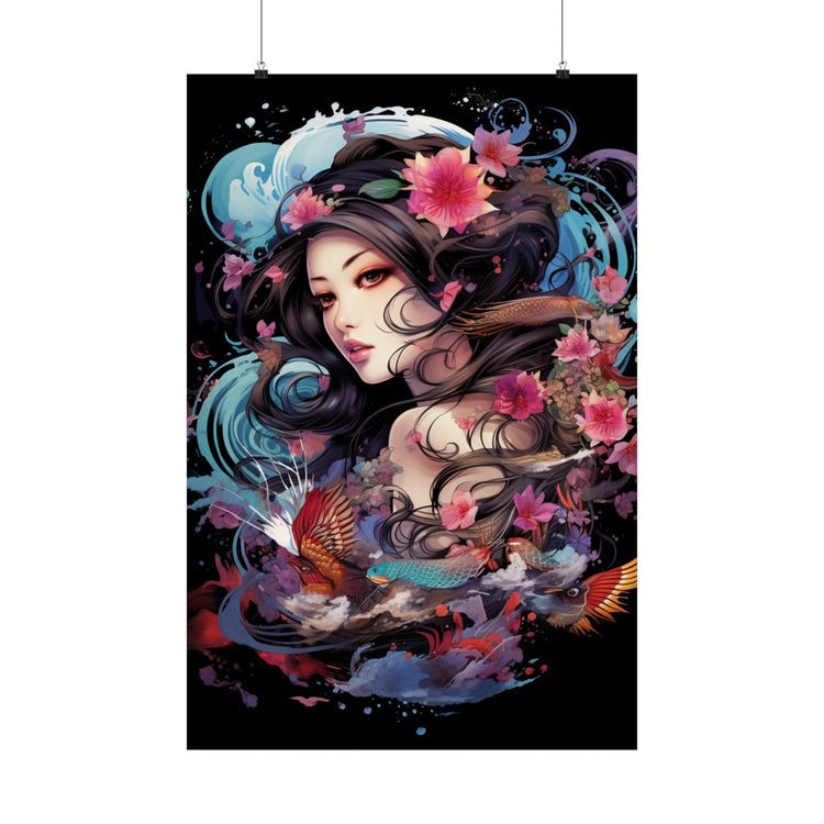 Matte Vertical Poster — Ethereal Floral Woman Art Print - The Art Hub