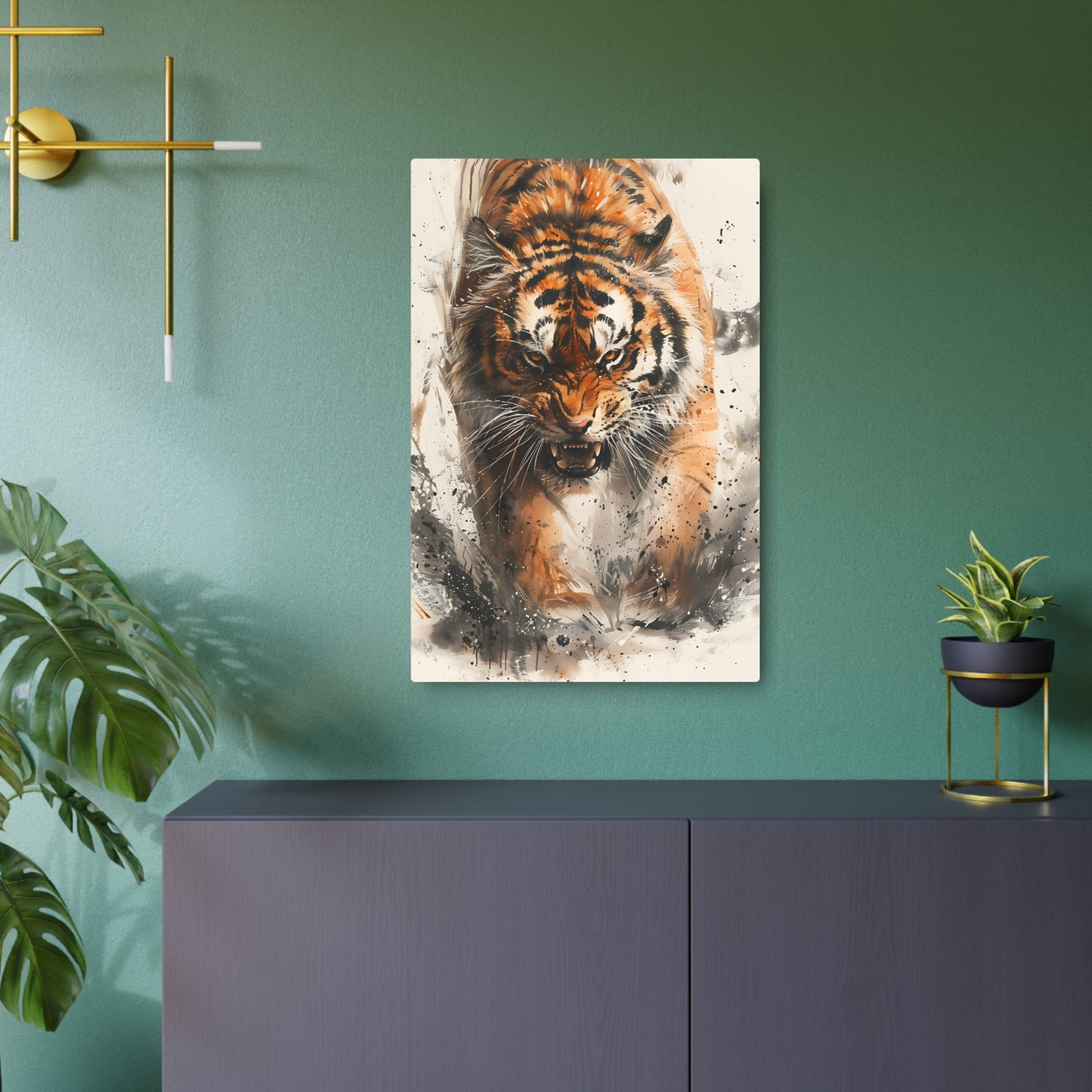 Roaring Tiger Metal Art Sign Fierce Wildlife Wall Decor - The Art Hub