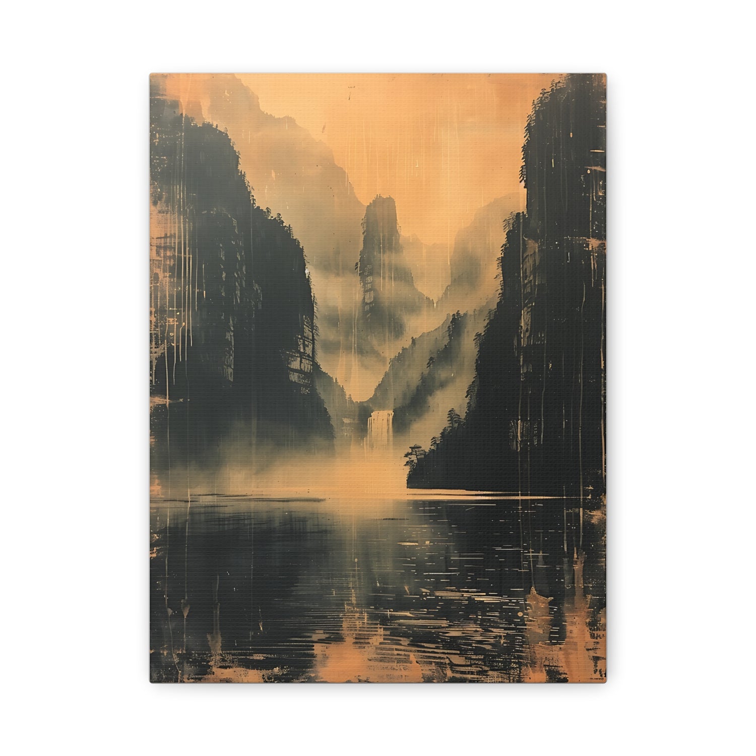 Chinese Landscape Art - Moody Mountain Lake Landscape Art - The Art Hub