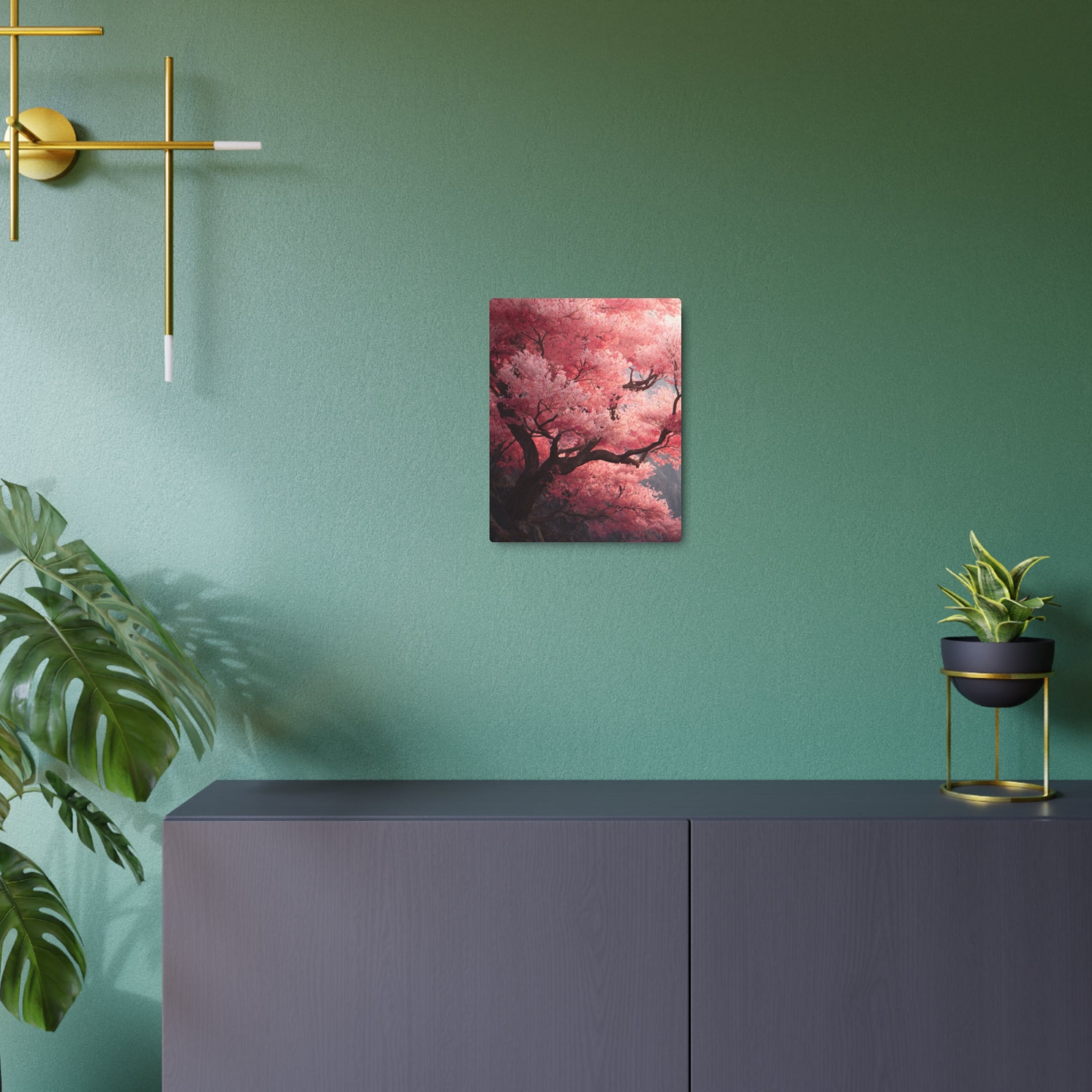 Cherry Blossom Metal Art Sign — Pink Sakura Wall Decor