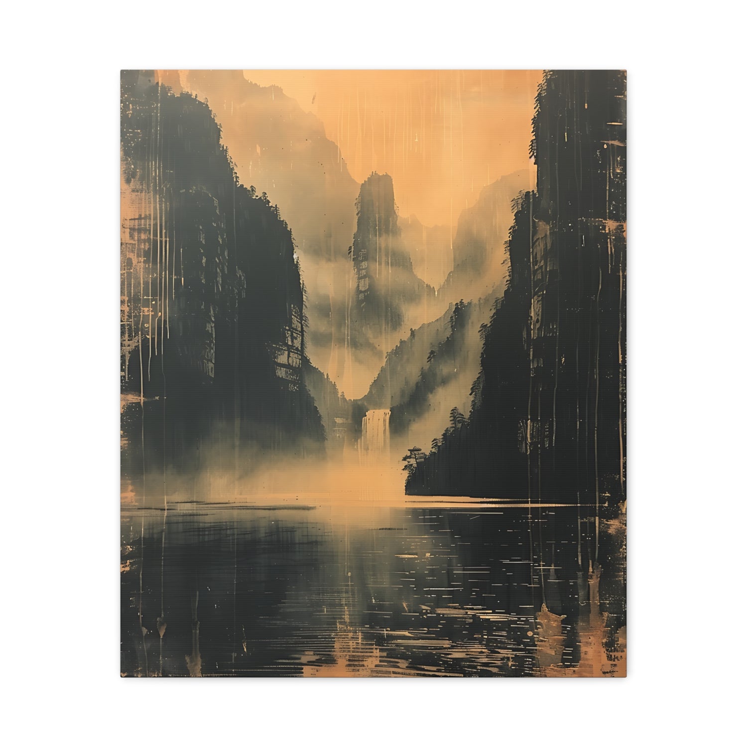 Chinese Landscape Art - Moody Mountain Lake Landscape Art - The Art Hub