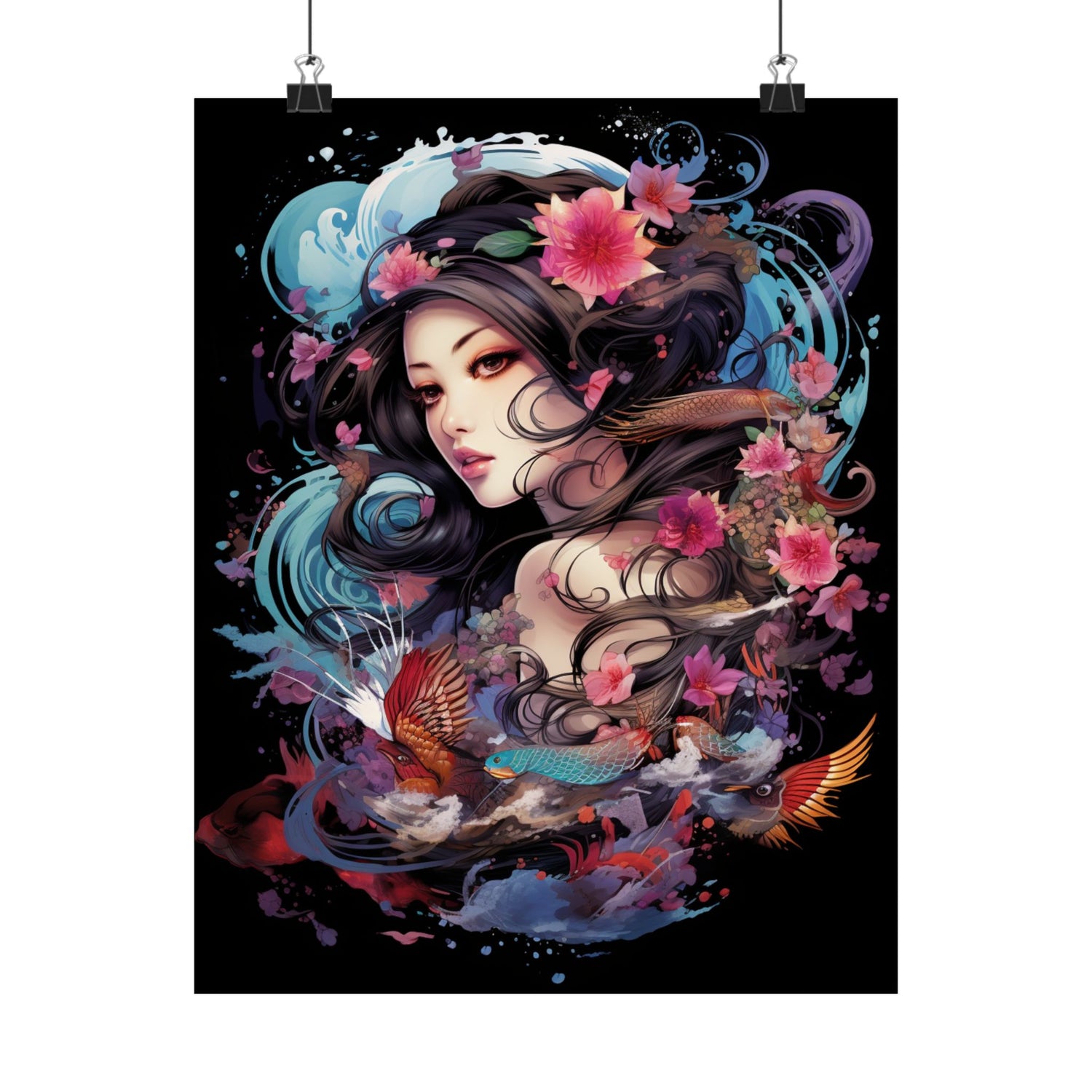 Matte Vertical Poster — Ethereal Floral Woman Art Print - The Art Hub