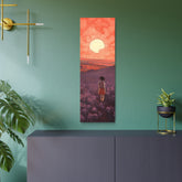 Sunset Meadow Metal Art — Girl Walking Through Lavender Field Wall Decor - The Art Hub