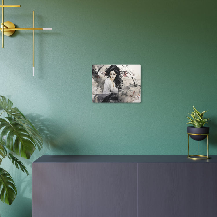 Asian Ink Painting Metal Art Serene Geisha Wall Decor - The Art Hub