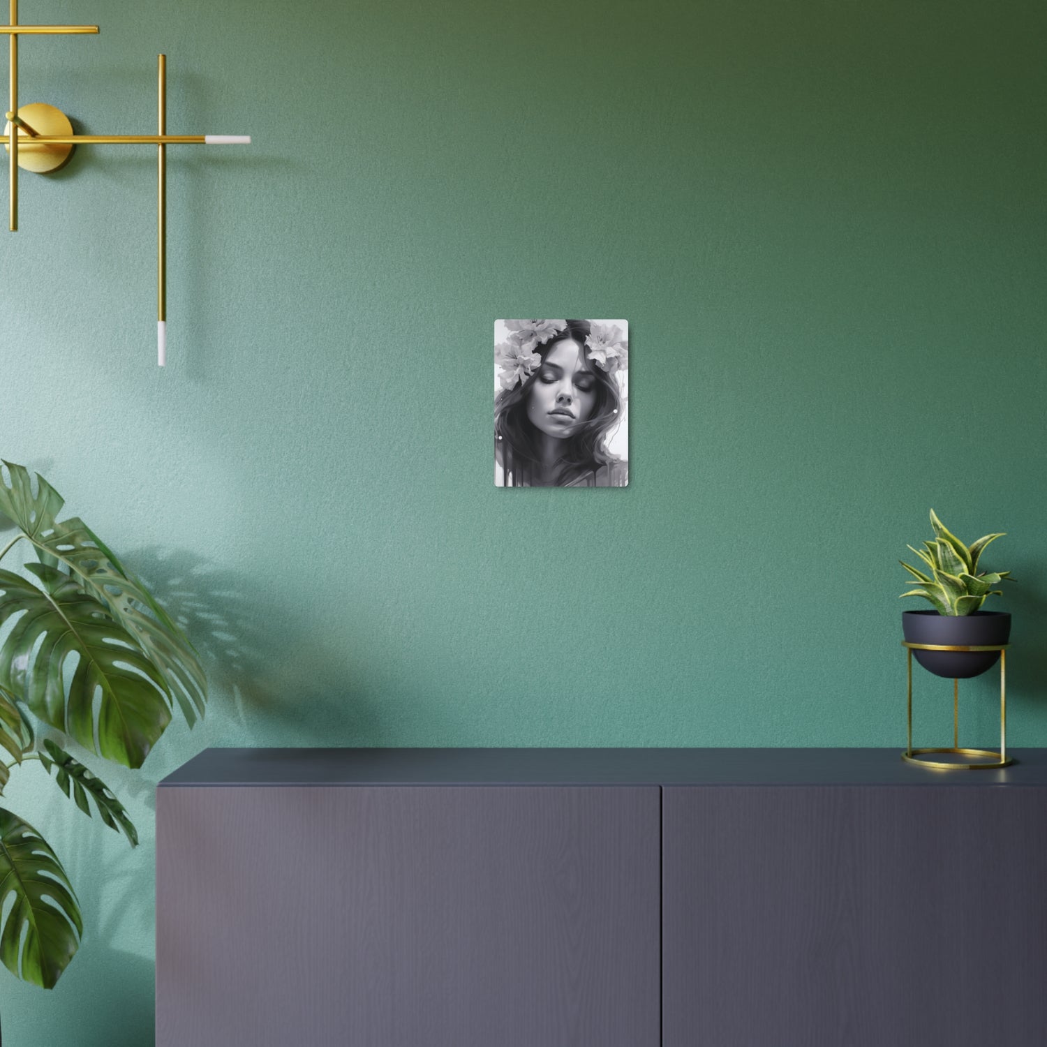 Metal Art — Beautiful Girl Floral Portrait Wall Decor - The Art Hub