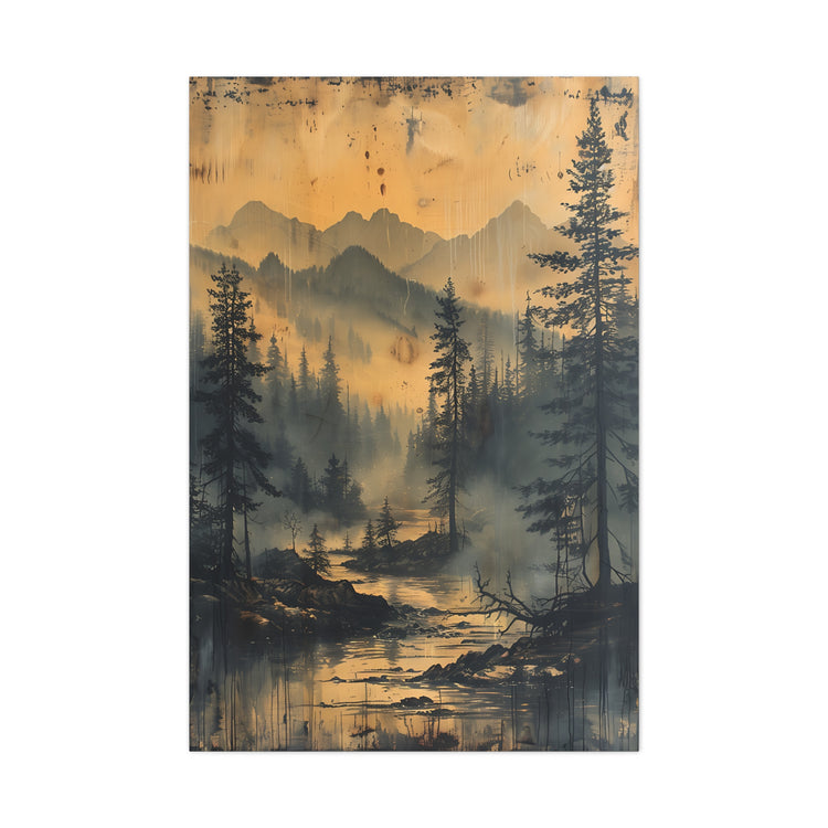 Mountain Mist Landscape Canvas Art— Rustic Pine Forest Wall Art - The Art Hub
