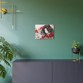Metal Art Asian Woman with Red Blossoms Decorative Wall Art - The Art Hub