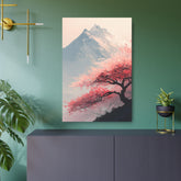 Metal Art Sign - Cherry Blossom Mountain Landscape Wall Decor - The Art Hub