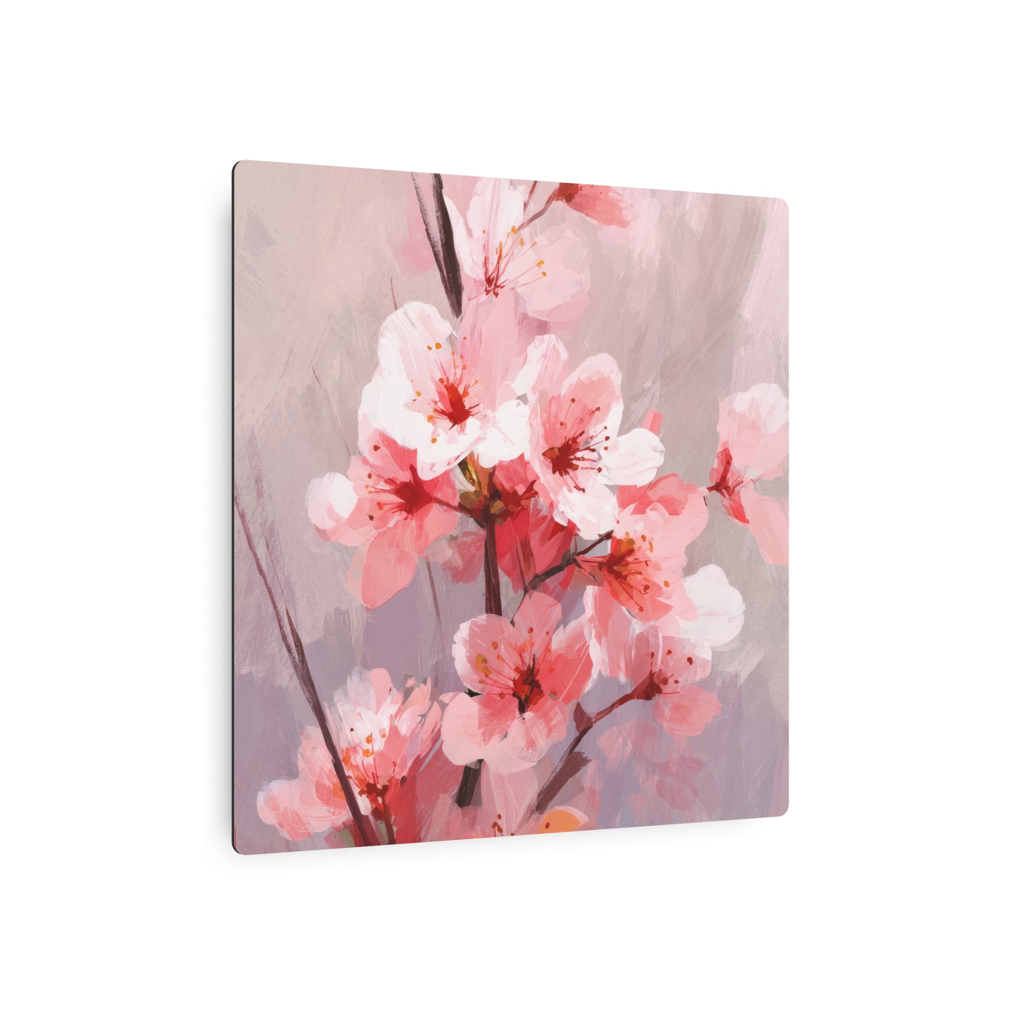 Cherry Blossom Metal Art Sign — Pink Floral Wall Décor