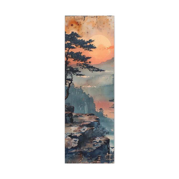 Sunset Mountain Landscape Canvas Print — Misty Pine Cliff Wall Art - The Art Hub
