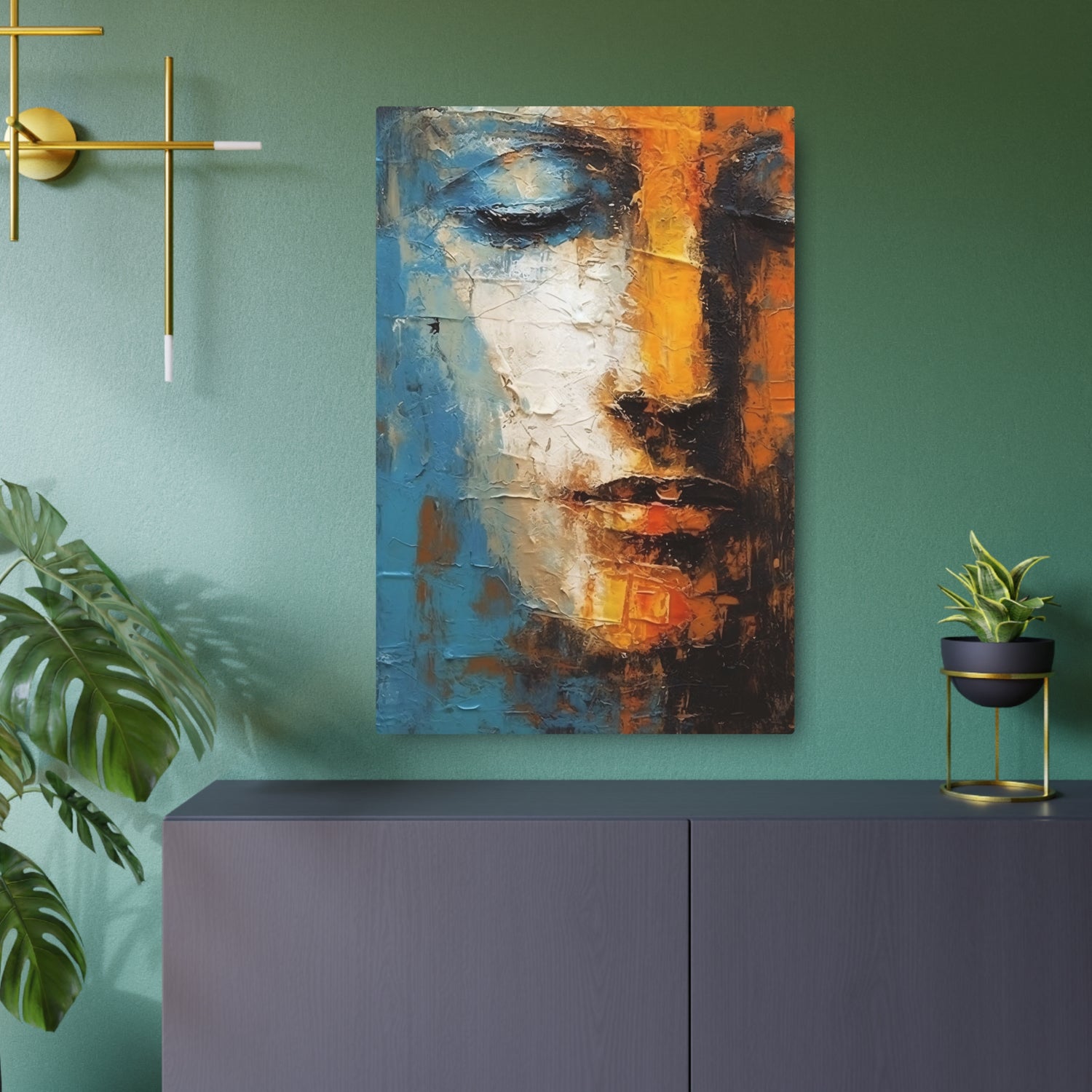 Abstract Face Metal Art Modern Textured Wall Decor - The Art Hub