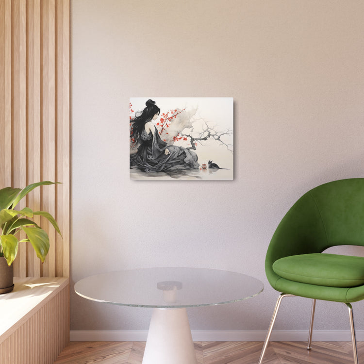 Metal Art Asian-Inspired Geisha with Cherry Blossoms Wall Art - The Art Hub