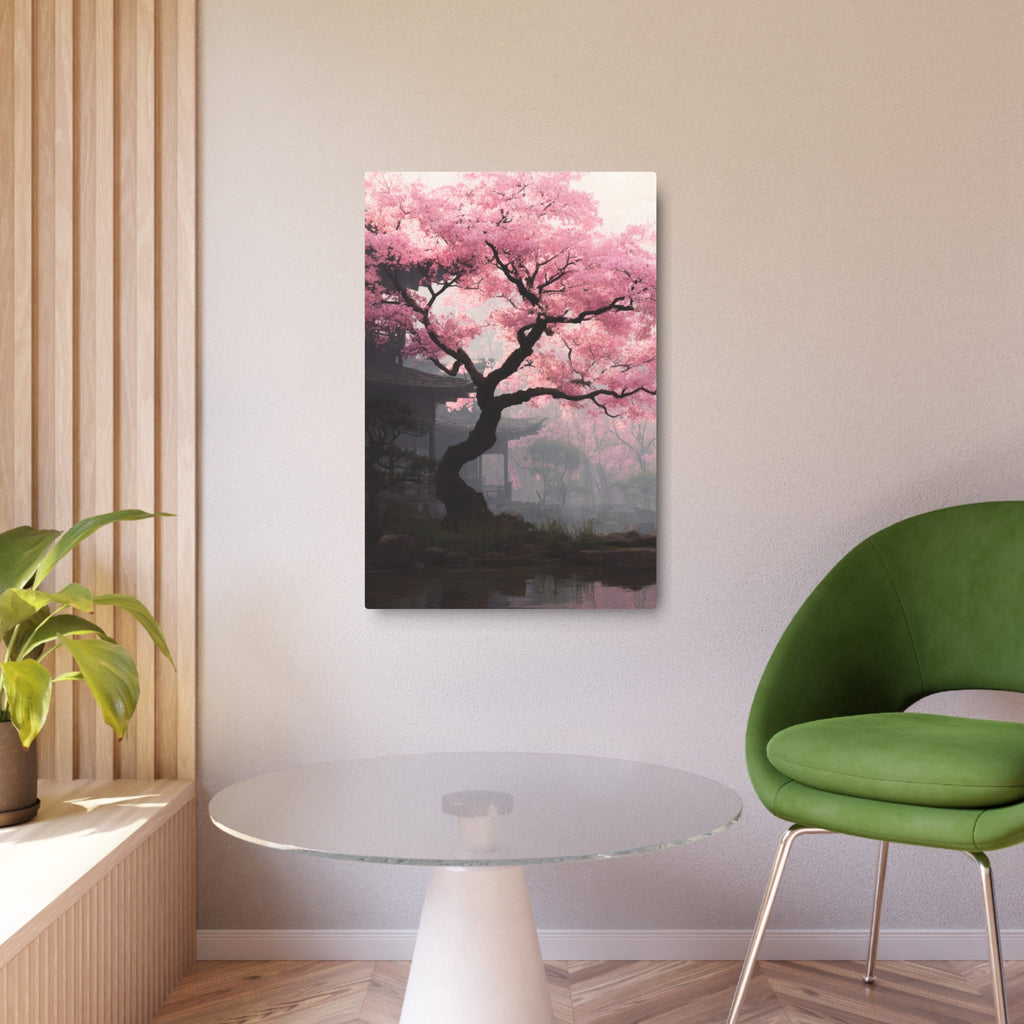 Cherry Blossom Metal Art Sign — Japanese Sakura Wall Decor