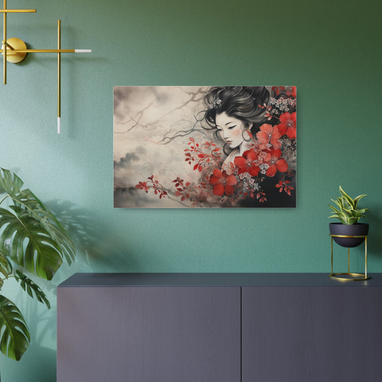 Oriental Geisha Metal Art Floral Japanese Wall Decor - The Art Hub