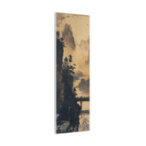 Serene Mountain Bridge Canvas Wall Art — East Asian Landscape Matte Stretched Print - The Art Hub