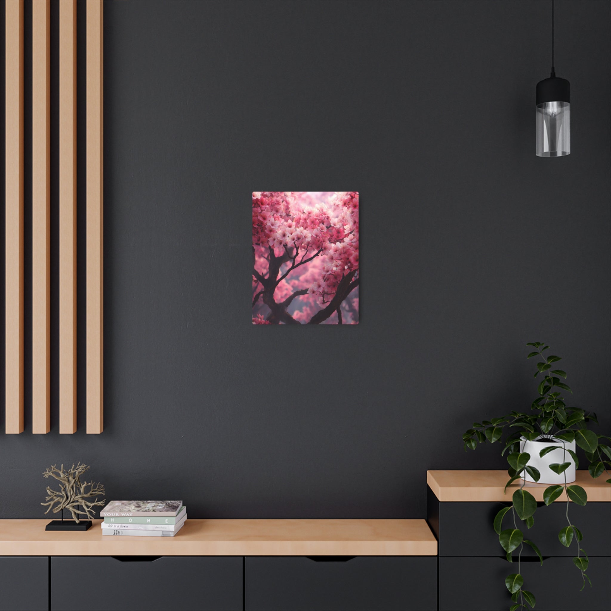 Cherry Blossom Metal Art Sign — Pink Floral Wall Decor