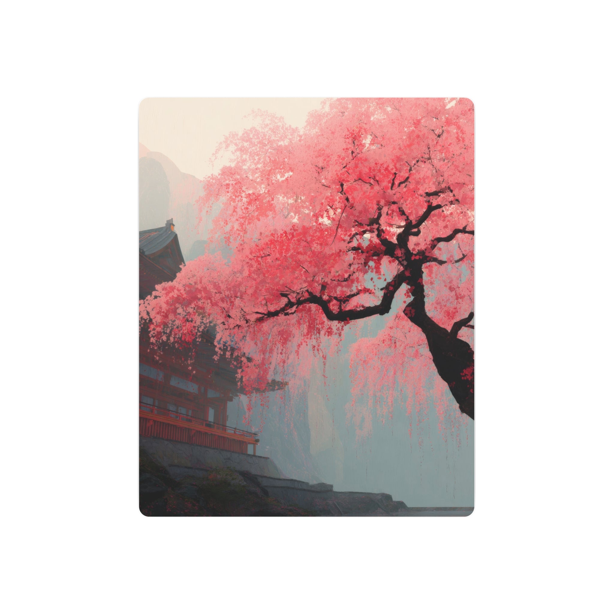 Cherry Blossom Metal Art Sign – Pink Sakura Landscape Wall Décor