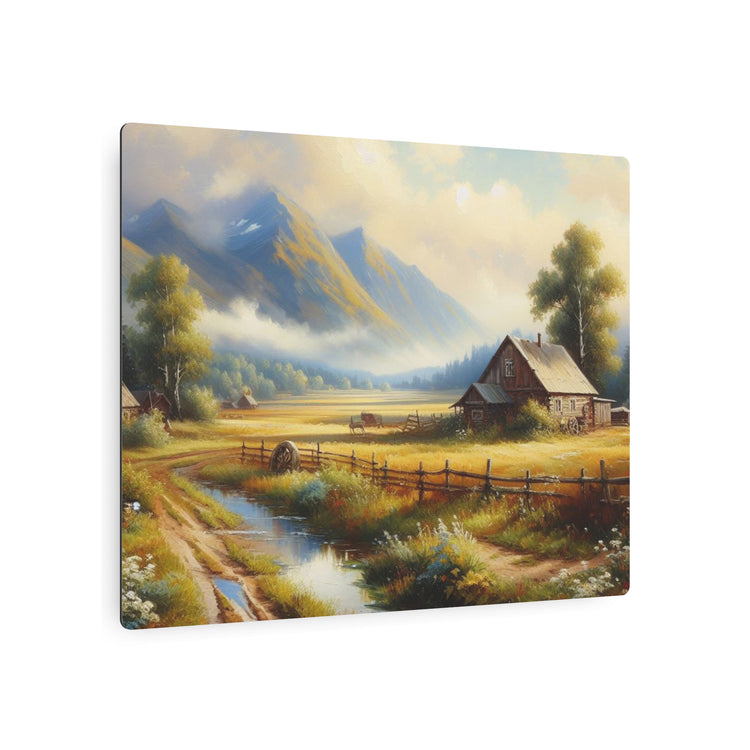 Metal Art Rustic Mountain Farm Scene Metal Art Wall Decor - The Art Hub