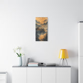Golden Mist Mountain Landscape Canvas — Asian Pagoda Wall Art - The Art Hub