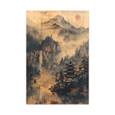 Zen Mountain Mist Canvas Art — Japanese Pagoda Landscape on Stretched Matte Canvas - The Art Hub