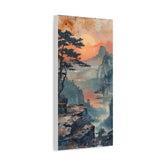 Sunset Mountain Landscape Canvas Print — Misty Pine Cliff Wall Art - The Art Hub