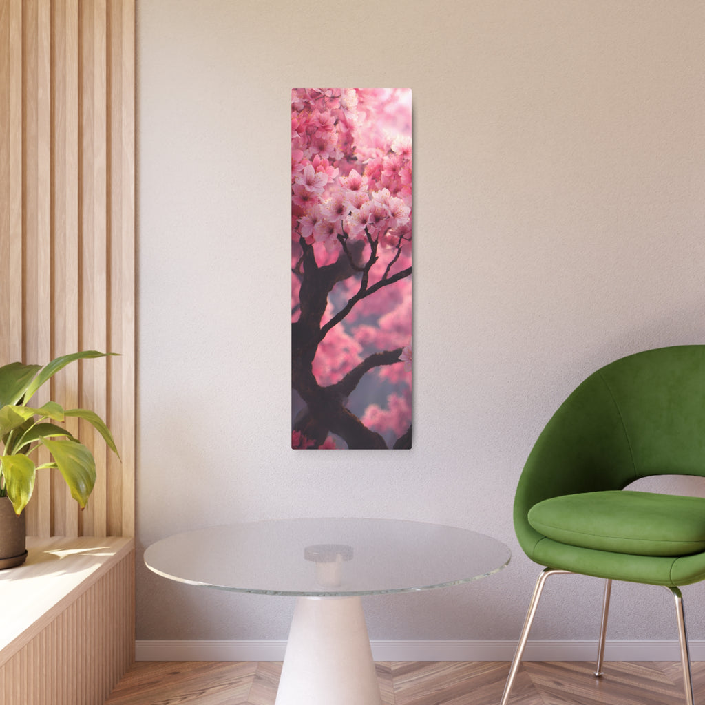 Cherry Blossom Metal Art Sign — Pink Floral Wall Decor