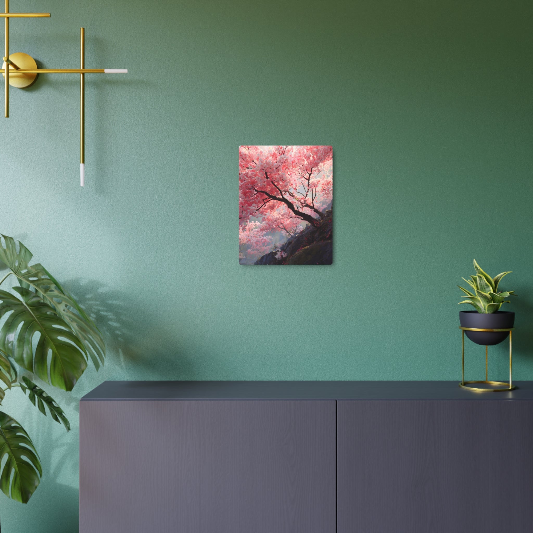 Cherry Blossom Metal Art Sign — Japanese Sakura Wall Décor