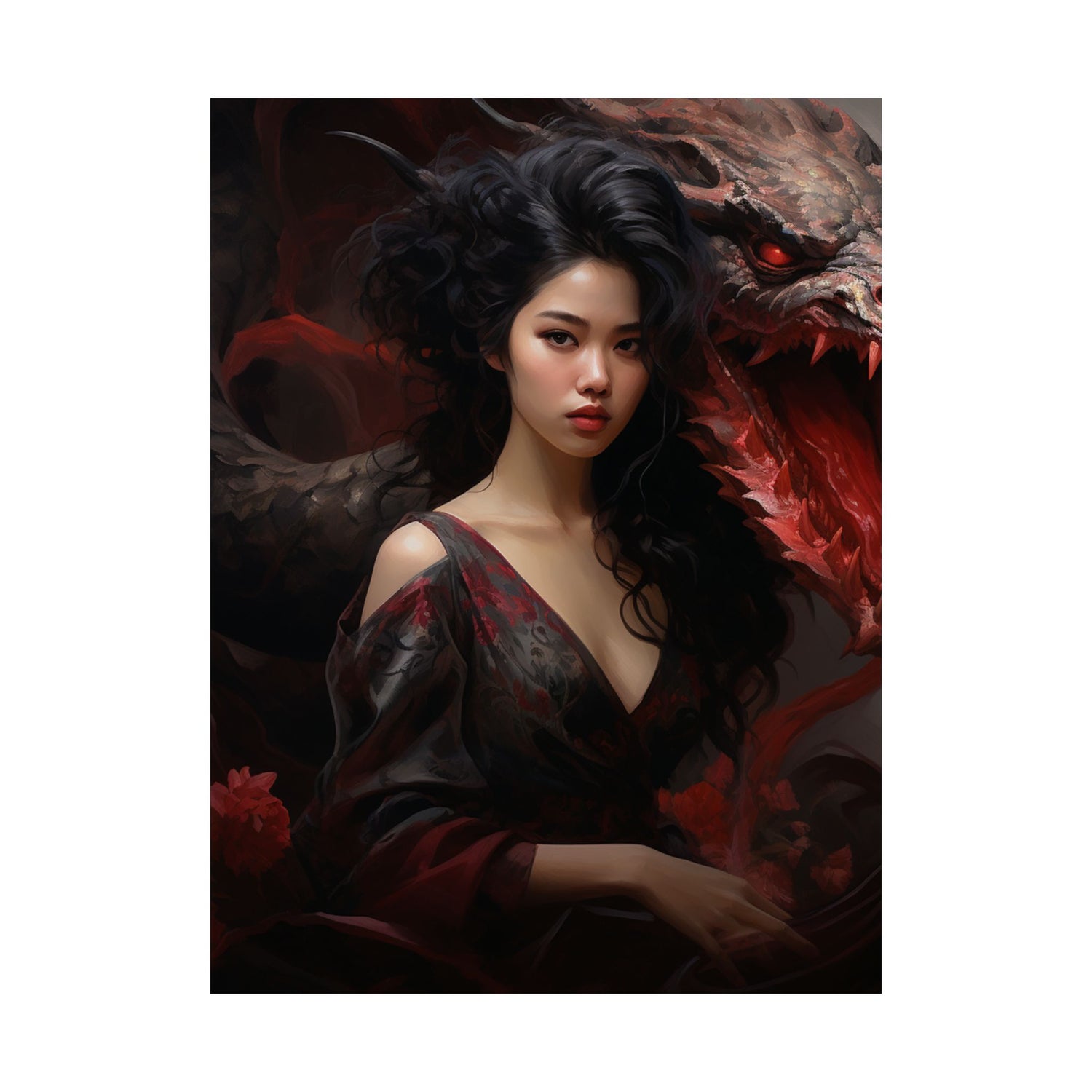 Dragon Empress Matte Poster — Dark Fantasy Portrait Wall Art - The Art Hub