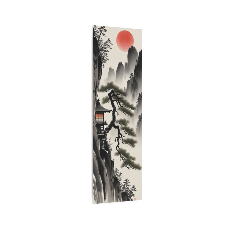 Japanese Landscape with Red Sun Vertical Wall Decor - The Art Hub