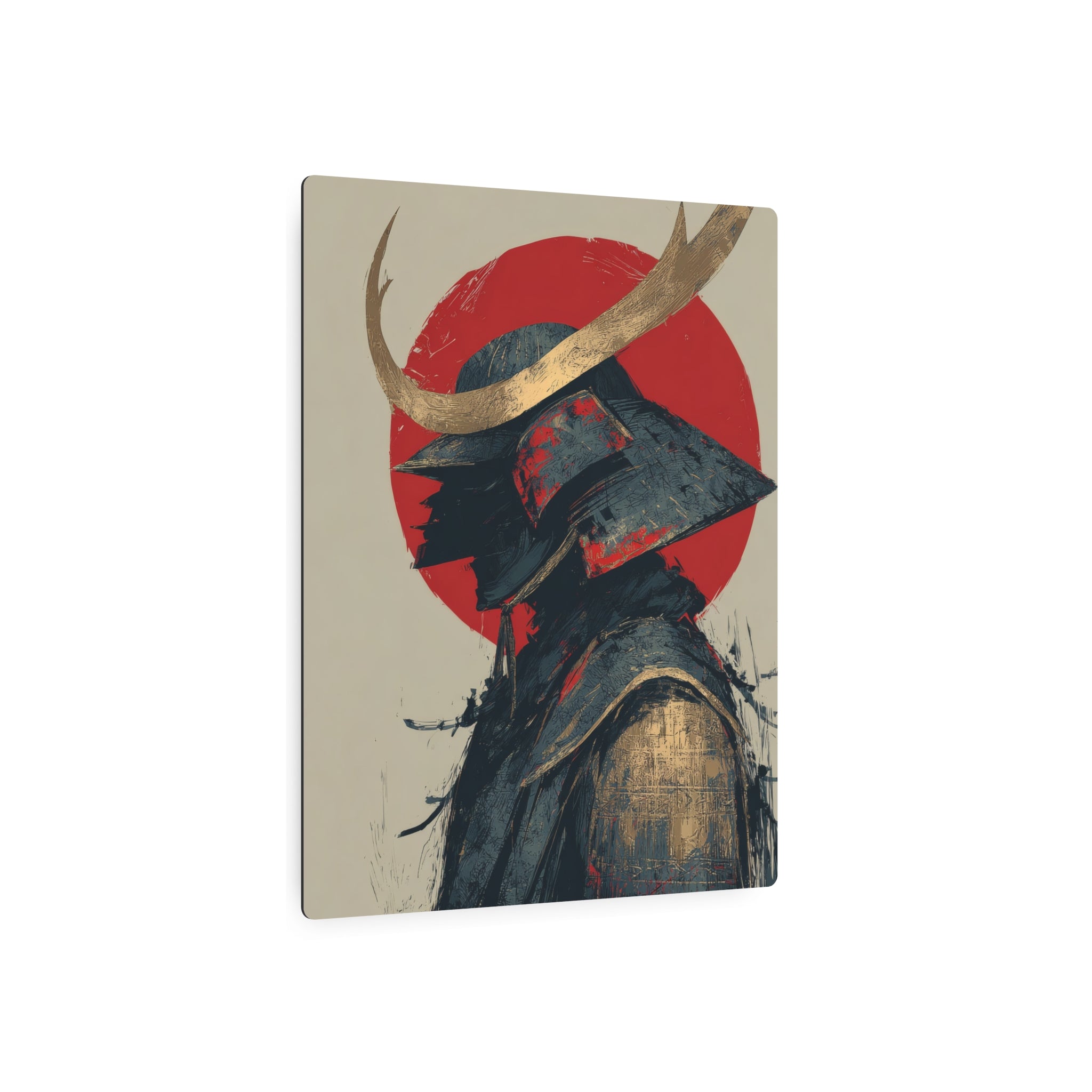 Samurai Helmet Metal Art Sign — Japanese Warrior Wall Decor