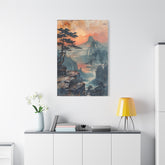 Sunset Mountain Landscape Canvas Print — Misty Pine Cliff Wall Art - The Art Hub
