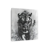 Tiger Metal Art — Dramatic Black & White Running Tiger Wall Decor - The Art Hub