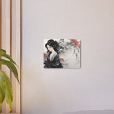 Metal Art Japanese Geisha Wall Decor with Cherry Blossom Ink Wash - The Art Hub