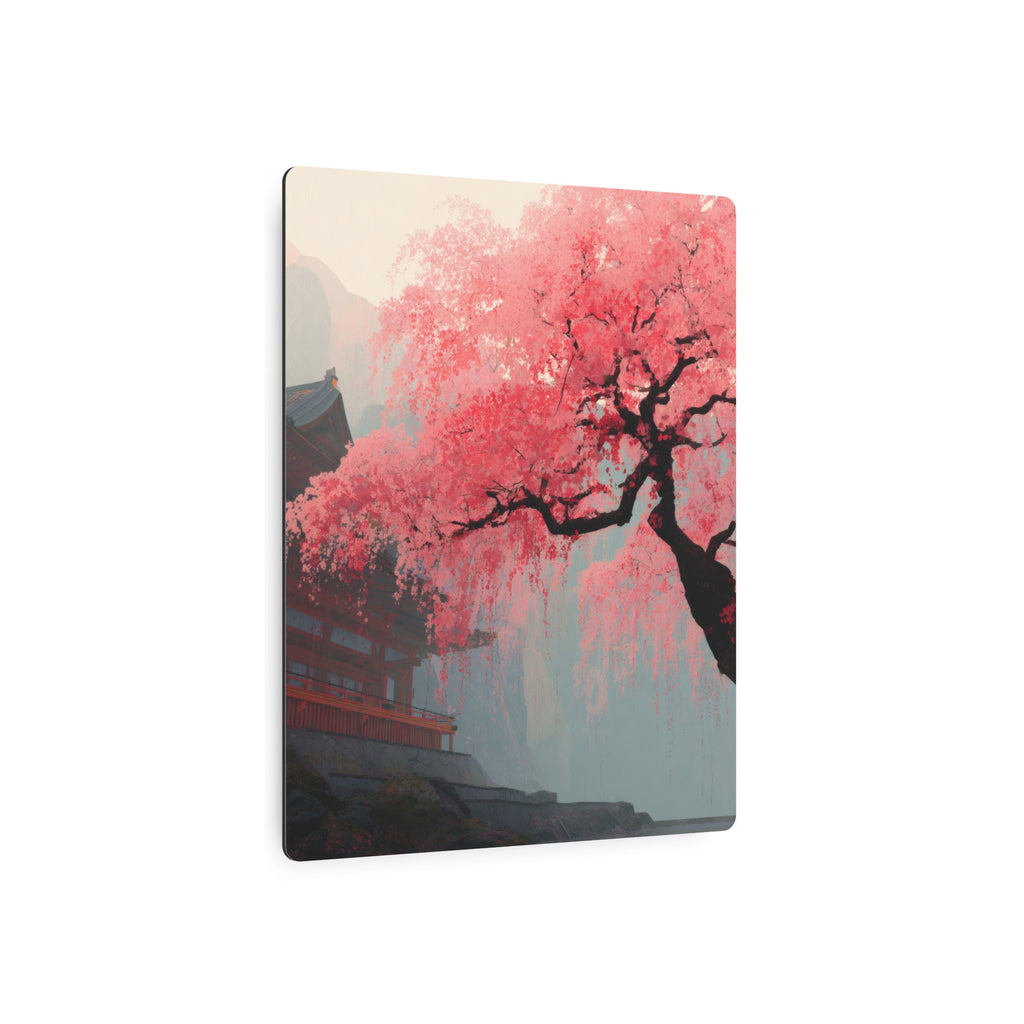Cherry Blossom Metal Art Sign – Pink Sakura Landscape Wall Décor