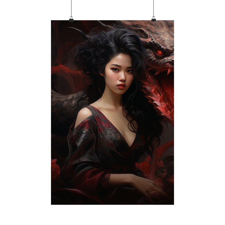Dragon Empress Matte Poster — Dark Fantasy Portrait Wall Art - The Art Hub