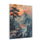 Sunset Mountain Landscape Canvas Print — Misty Pine Cliff Wall Art - The Art Hub