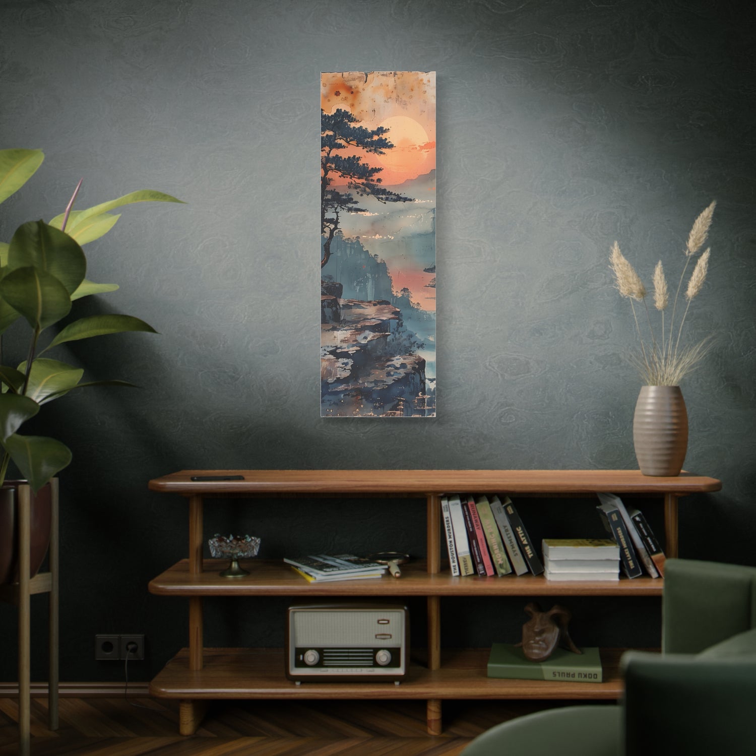 Sunset Mountain Landscape Canvas Print — Misty Pine Cliff Wall Art - The Art Hub
