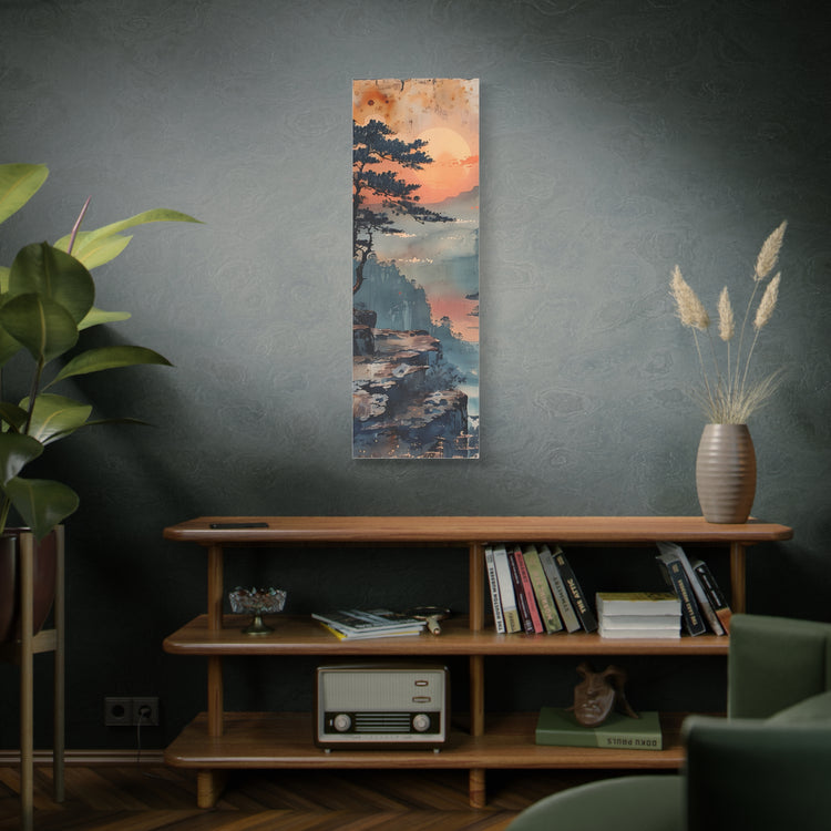 Sunset Mountain Landscape Canvas Print — Misty Pine Cliff Wall Art - The Art Hub