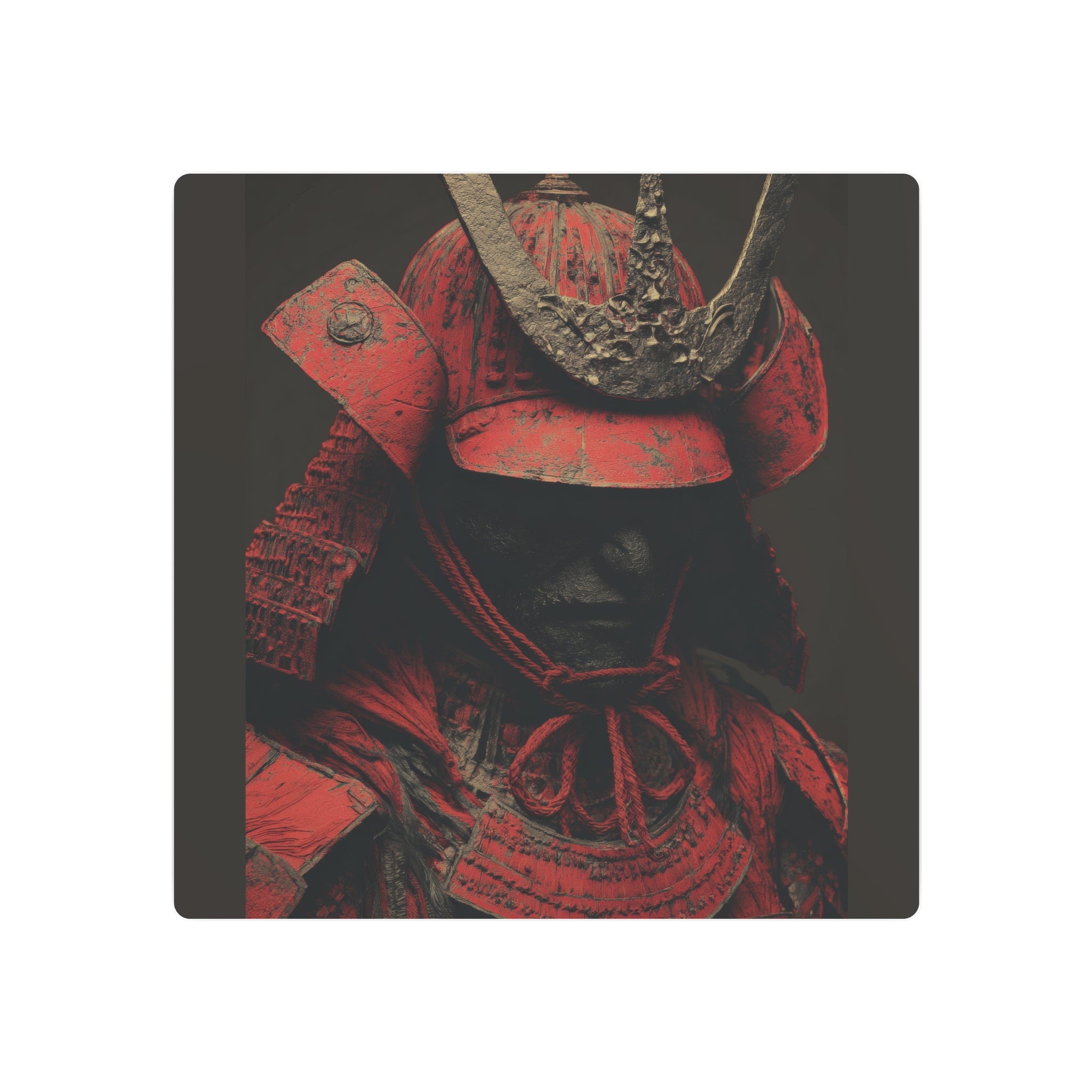 Samurai Helmet Metal Art Sign — Dark Red Warrior Wall Decor
