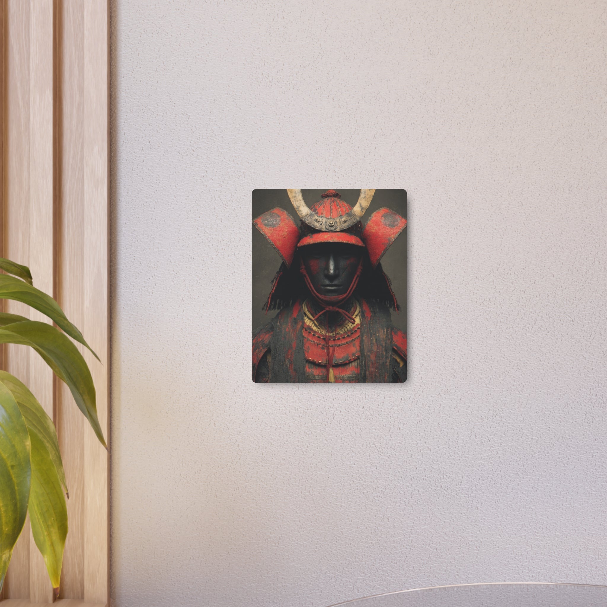 Samurai Armor Metal Art Sign — Red Warrior Wall Decor