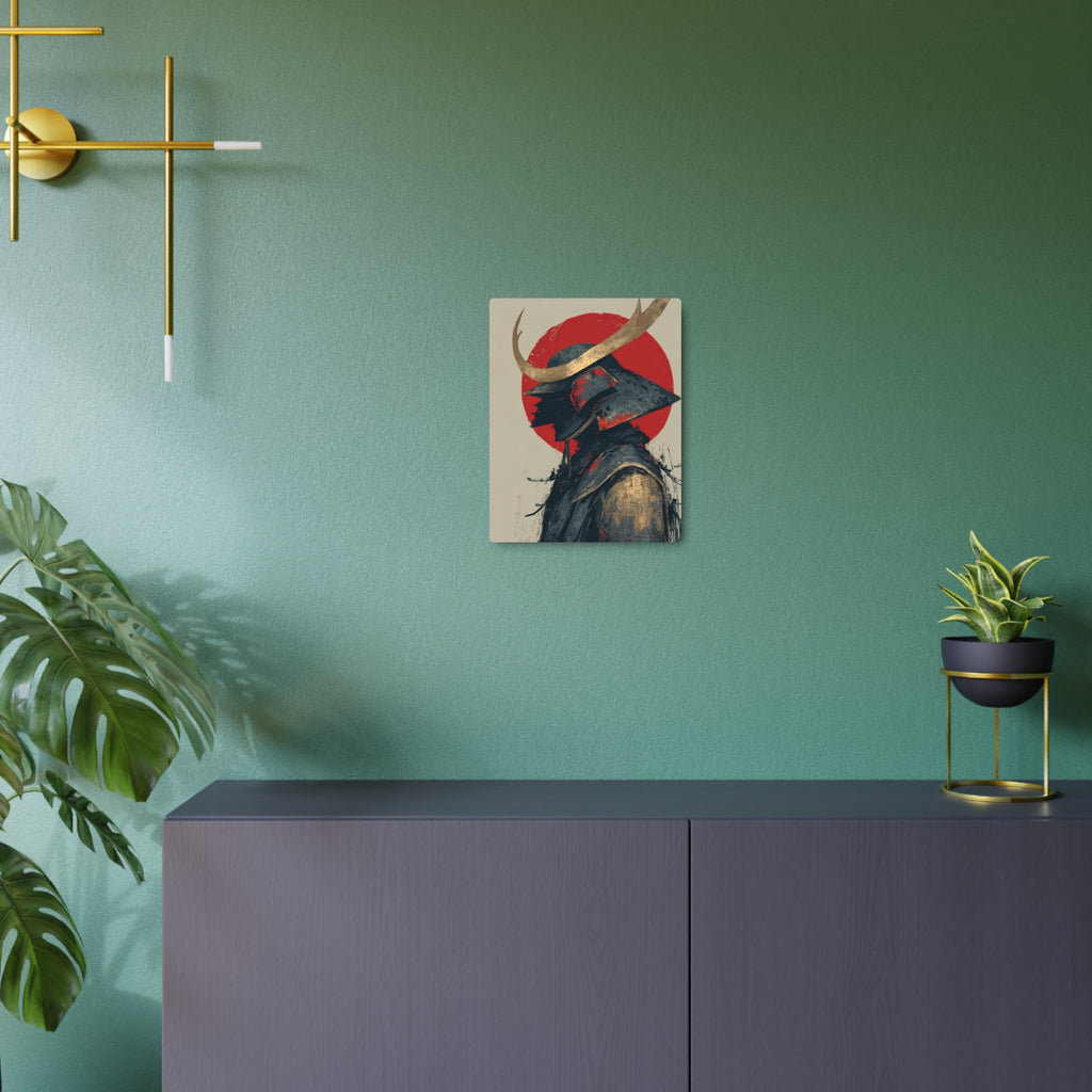 Samurai Helmet Metal Art Sign — Japanese Warrior Wall Decor