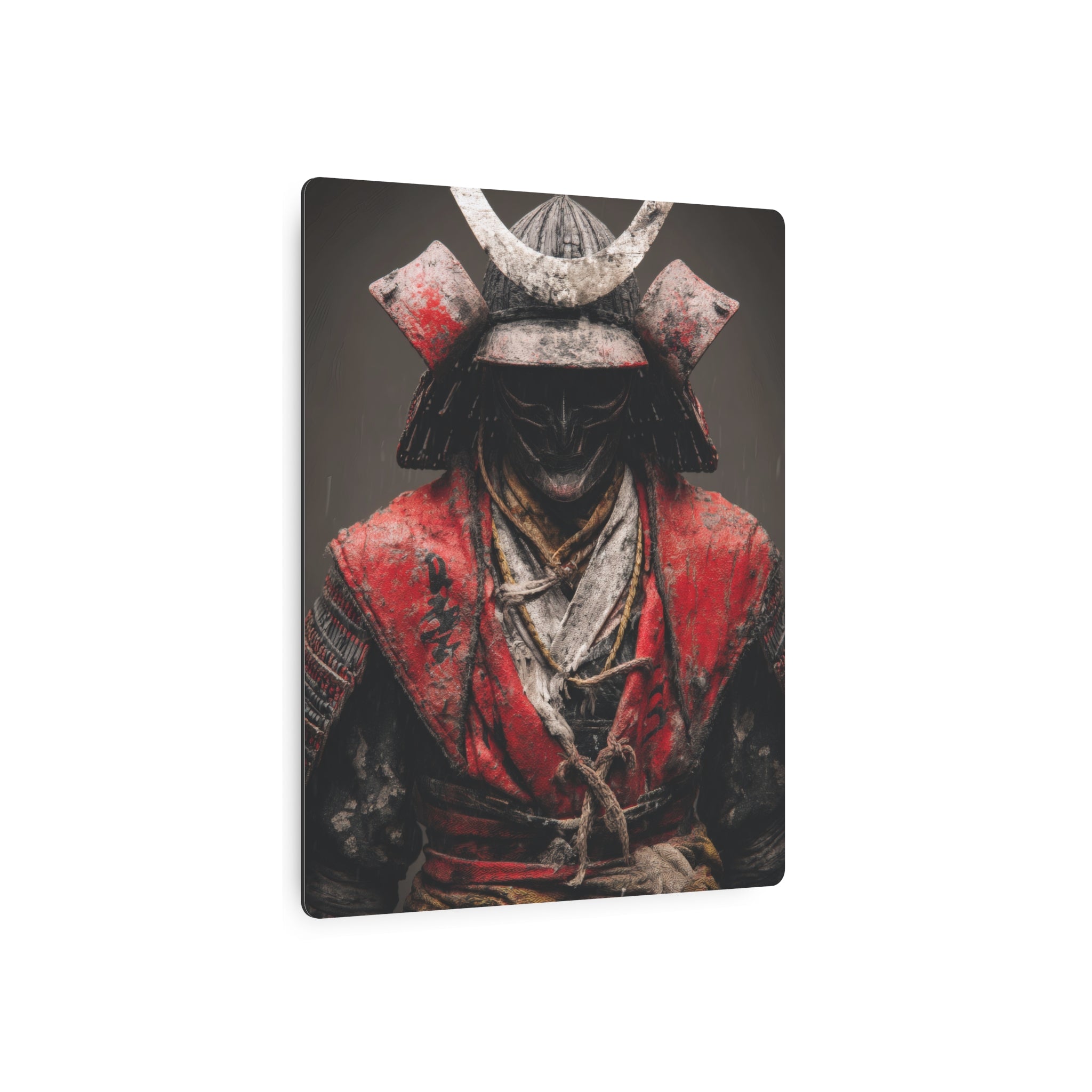 Samurai Warrior Metal Art Sign - Vintage Red Armor Wall Decor