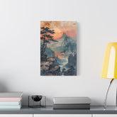 Sunset Mountain Landscape Canvas Print — Misty Pine Cliff Wall Art - The Art Hub
