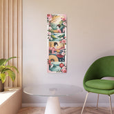 Japanese Geisha Metal Art Sign Vertical Cherry Blossom Fan Wall Decor - The Art Hub