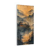 Golden Mist Mountain Landscape Canvas — Asian Pagoda Wall Art - The Art Hub