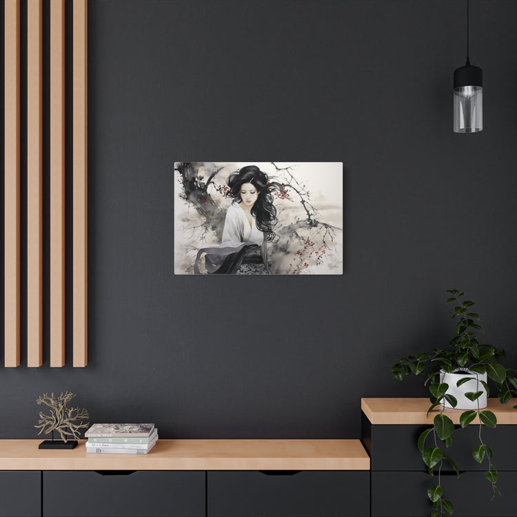 Asian Ink Painting Metal Art Serene Geisha Wall Decor - The Art Hub