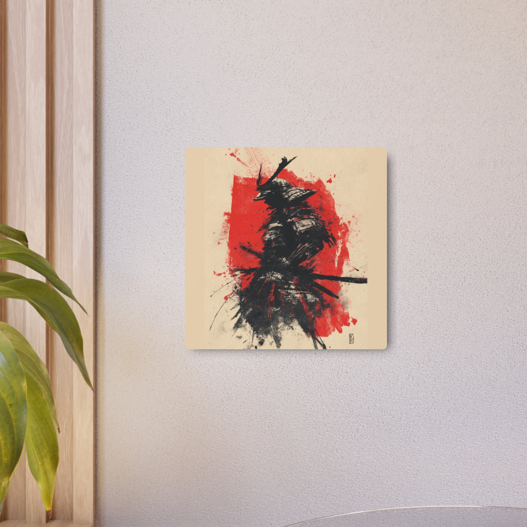 Samurai Ink Metal Art Sign – Japanese Warrior Wall Decor