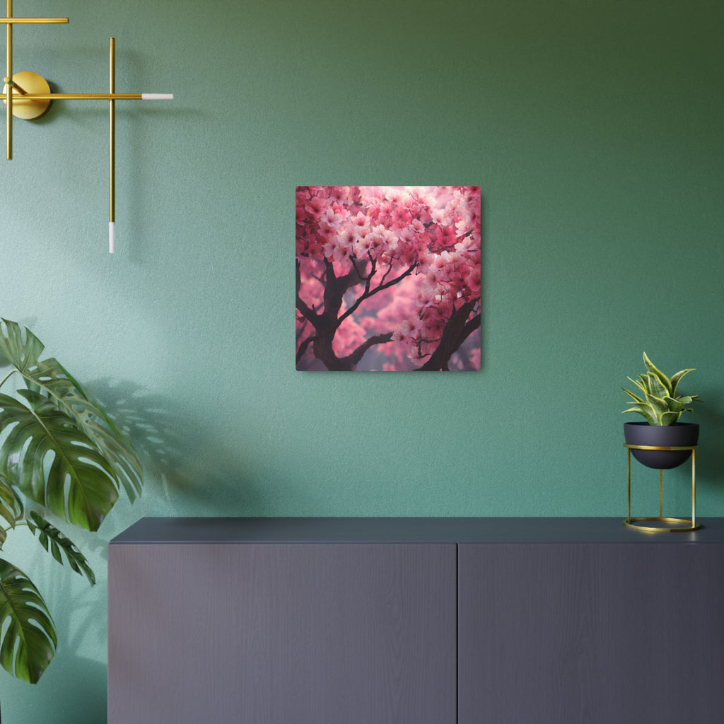 Cherry Blossom Metal Art Sign — Pink Floral Wall Decor